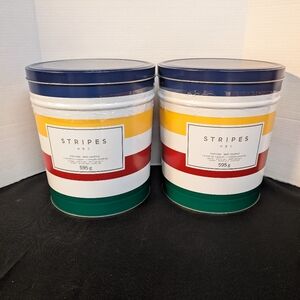 New Hudsons Bay Company Striped HBC Large Empty Popcorn Tin Lot 2
